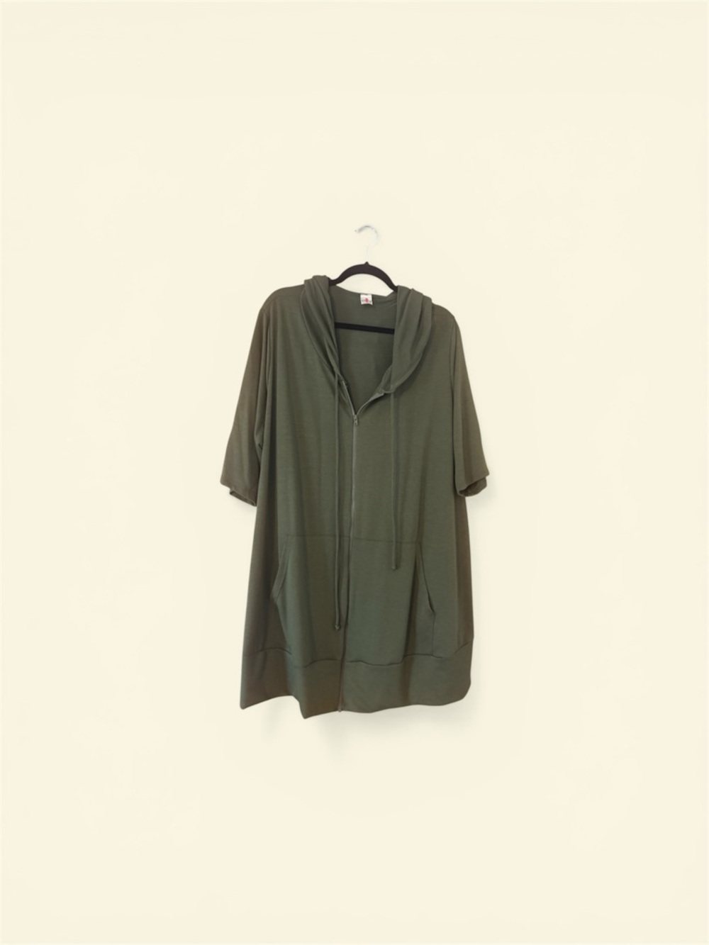 Olive Green Hooded Zip-Front Women's top size 4X